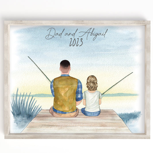 Dad And Child Fishing Portrait