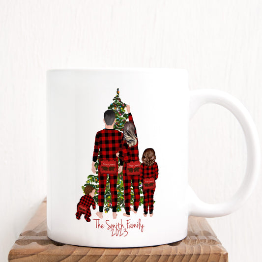 Christmas Buffalo Plaid Pajamas Family Mug