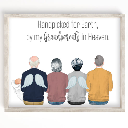 Handpicked For Earth By My Grandparents In Heaven Portrait