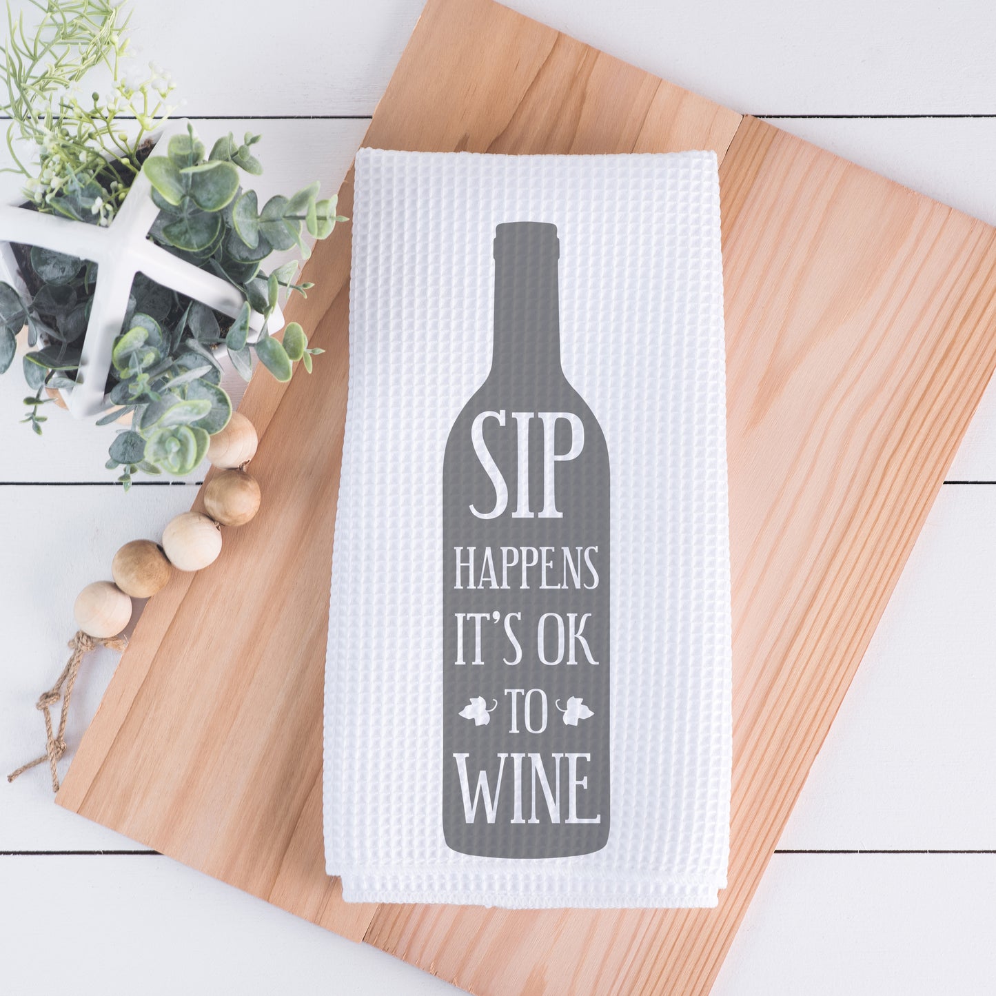 Sip Happens It's Ok To Wine Hand Towel