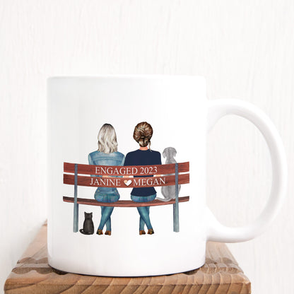 Girl Couple on Bench Mug