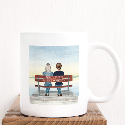 Girl Couple on Lake Bench Mug