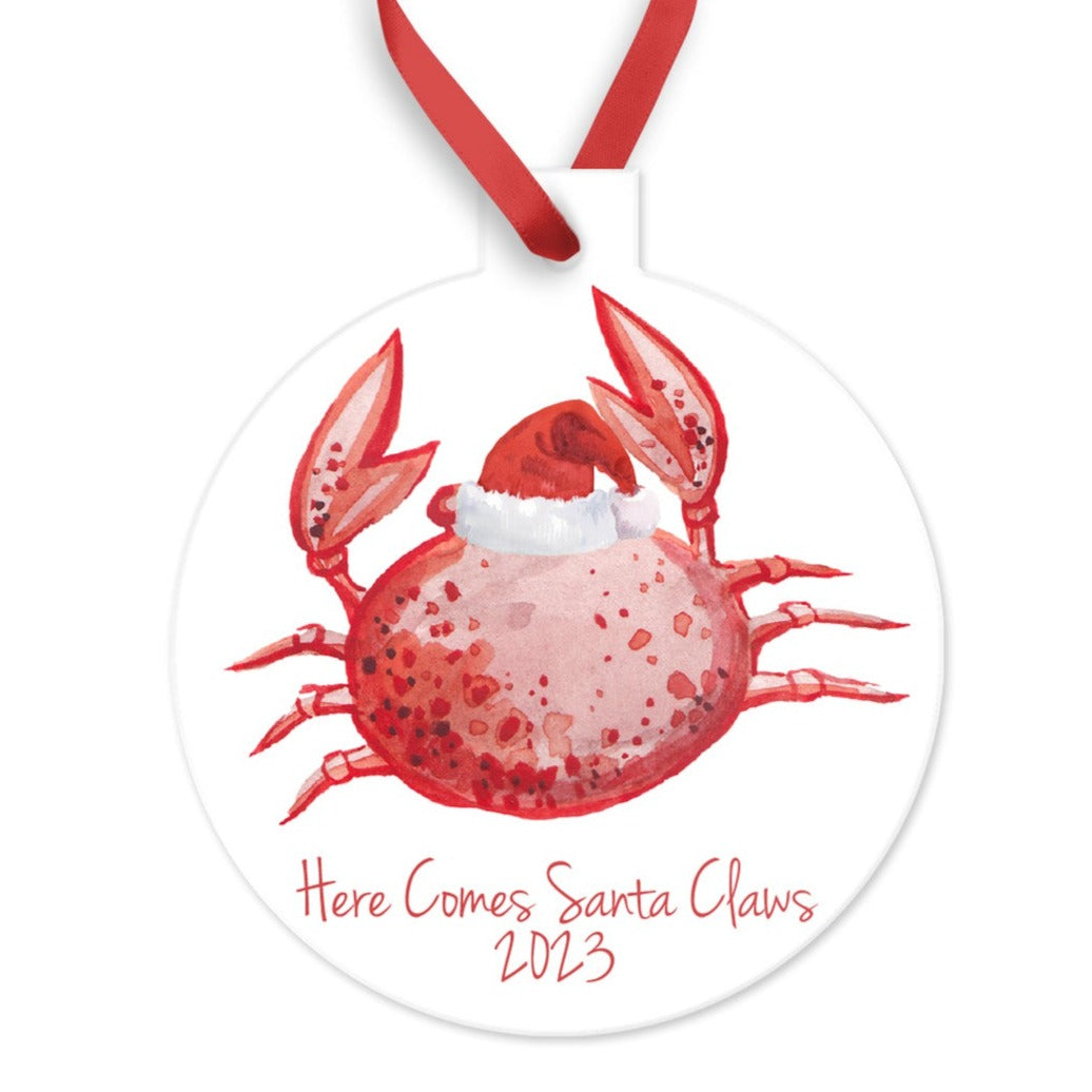 Watercolor Crab Christmas Ornament