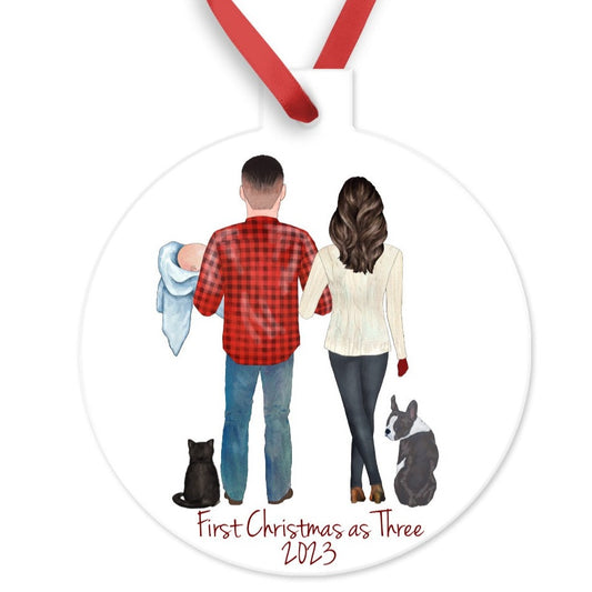 First Christmas As Three Ornament
