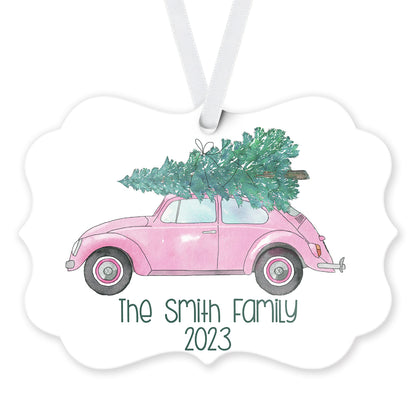 Pink VW Bug Car Ornament