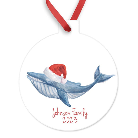 WATERCOLOR WHALE CHRISTMAS ORNAMENT