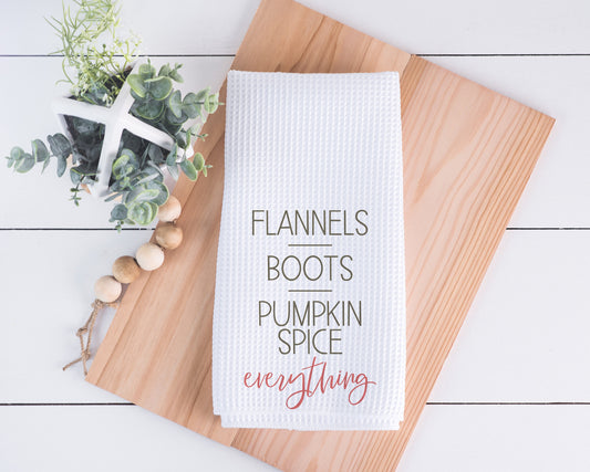 Flannel Boots and Pumpkin Spice Everything Hand Towel