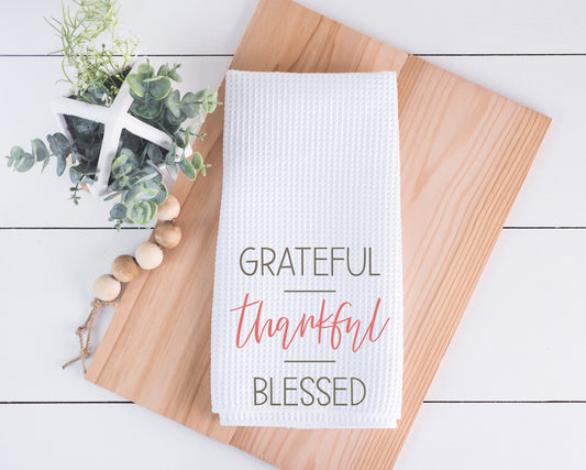 Grateful Thankful Blessed Hand Towel
