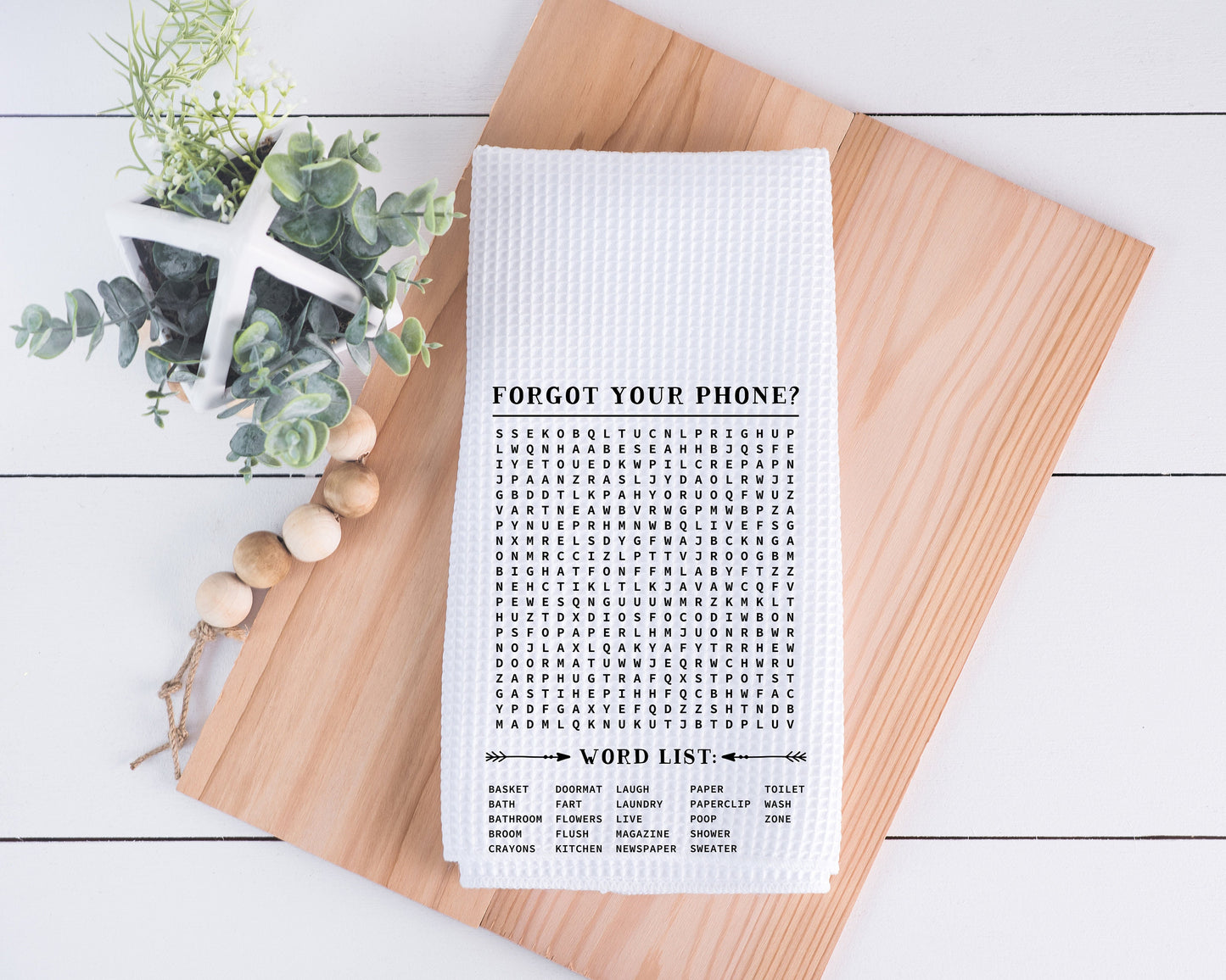 Forget Your Phone Word Search Hand Towel