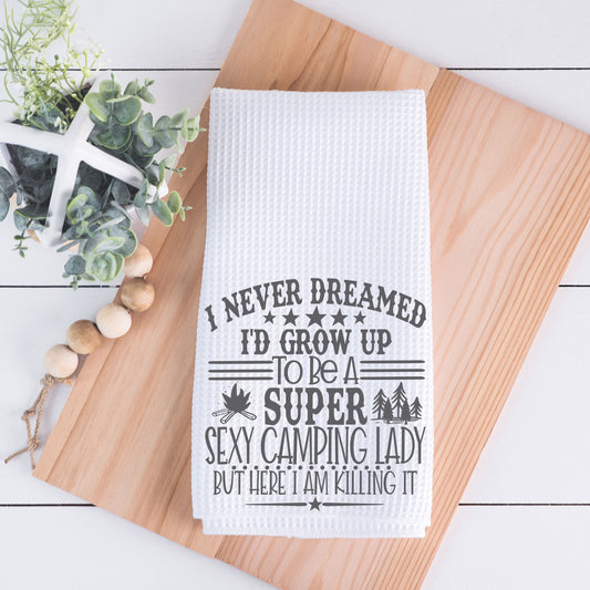 Super Sexy Camping Lady Hand Towel